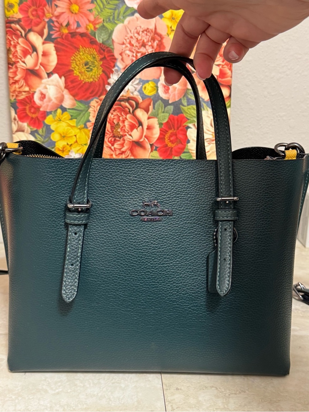Coach Pebble Leather Satchel and Adjustable Crossbody Bag in Teal